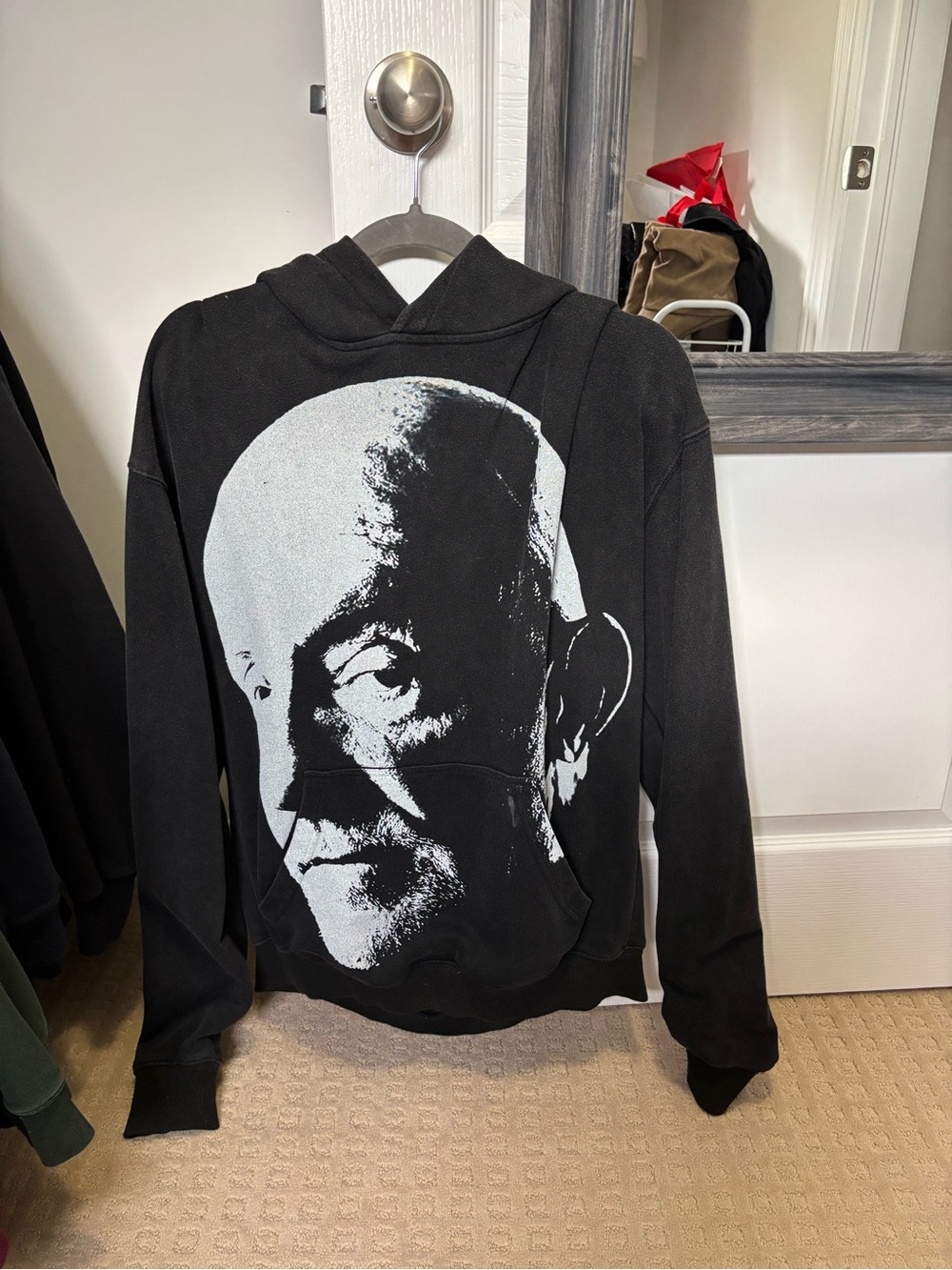 Black Men's Graphic Hoodie with Large Face Print